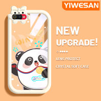 YIWESAN เคสสำหรับ Realme C2 C2S เคส A1K OPPO เคสลายการ์ตูนน่ารักสปอร์ตแพนด้าสุดสร้างสรรค์ป้องกันเลนส์กล้องมอนสเตอร์ตัวน้อยน่ารักเคสโทรศัพท์โปร่งใสเคสซิลิโคนนิ่มเคสกันกระแทกแบบใส