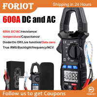 Foriot Foriot เครื่องวัดแอมป์ CM87D แคลมป์มิเตอร์600A AC/กระแสไฟฟ้า DC จริง6000นับการวัดความต้านทานแอมป์โวลต์คาปาซิแตนซ์อุณหภูมิ