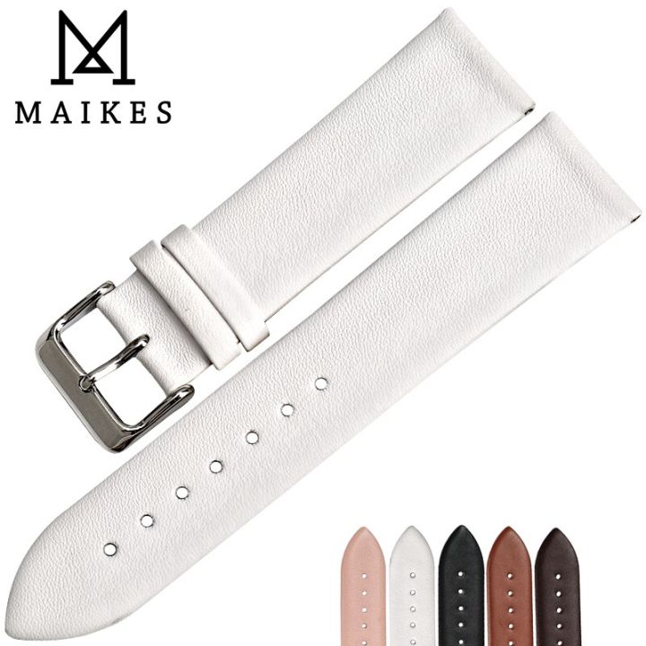maikes-เคสสายนาฬิกาบางสายนาฬิกาหนังแท้สีขาวนาฬิกาข้อมือสำหรับสายนาฬิกาข้อมือ-ck-calvin-klein