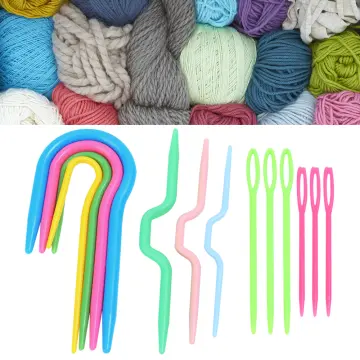 20PCs Mixed Color 7cm/9cm Plastic Knitting Needles Crochet Hooks Wool Yarn  Needle Children DIY Sweater