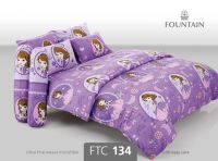 ผ้าปูที่นอนฟาวน์เทน FOUNTAIN รหัสสินค้า FTC134 เจ้าหญิงโซเฟีย สีม่วง SOFIA THE FIRST PRINCESS ลิขสิทธิ์แท้ ขนาด 3.5ฟุต 5ฟุต และ 6 ฟุต สำหรับที่นอนสูง 13 นิ้ว