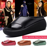 ▥◈✵ xing lu nan Slope Heel Casual Sandals WomenS Fashion All-Match Trifle Bottom Retro Outer Wear Sandals