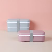 △﹊ New 2 Layers Lunch Box Bento Food Container PP Material Microwavable Dinnerware Childrens Lunchbox Kitchen Accessories Cocina