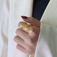 《 DTOU Fashion 》☽Cincin Tahan Karat สีทองสำหรับแฟชั่นสำหรับผู้หญิงเครื่องประดับ2022ตัวอักษรฮิปฮอป S แหวนเครื่องประดับผู้หญิง