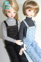 BJD accessories 43cm 14 BJD MSD doll clothes fashion Striped t-shirt and denim Bib pants