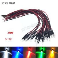 ☃✹☈ 10PCS 3mm LED 5-12V 20cm Pre-wired White Red Green Blue Yellow UV RGB Diode Lamp Decoration Light Emitting Diodes Pre-soldered