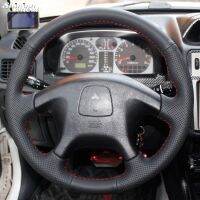 【YF】 Shining wheat Hand-stitched Black Leather Steering Wheel Cover for Mitsubishi Pajero Old Sport