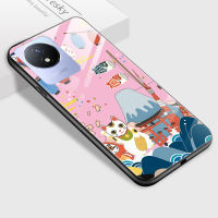 เคสเคสโทรศัพท์มือถือ Vivo Y02A Y02T การ์ตูนสำหรับเด็กผู้หญิงเคสแนวคิดศิลปะน่ารักลายสัตว์มันวาวเคสด้านหลังกระจกเทมเปอร์กันกระแทก