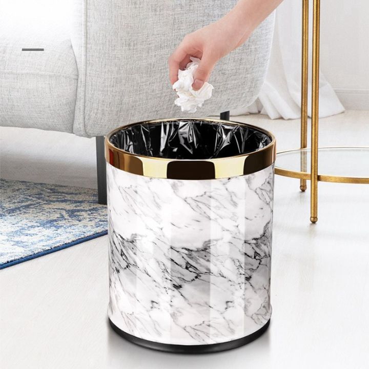2x-marble-pattern-10l-trash-can-bin-buckets-diameter-23cm-height-27cm-waste-bins
