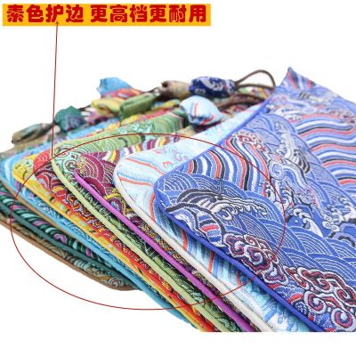 [COD] Hand-embroidered brochure double-layer and linen storage bag text play cloth beam mouth drawstring