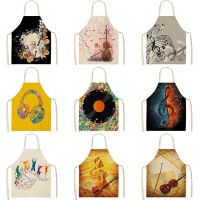 【jw】☊ Musical Instrument Aprons Cotton Bibs Household Cleaning Pinafore Apron 55x68cm