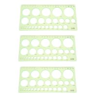 3X Green Plastic Students Rectangle Shape Drawing Circle Template Ruler Rulers  Stencils