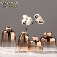 Modern Electroplated Gold Glass Vase Hydroponics Small Vases Dried Flower Decor Tabletop Containers Wedding Home Decoration