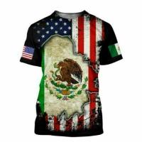 Mexican and American flags 3D all over printed classic mens and womens t-shirts