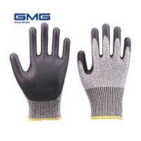 （ At）ถุงมือป้องกันการตัดด้วยโฟมสีดำ NitrileHighLevel 5 EN388 ANSI ตัด Resistantgloves For6คู่