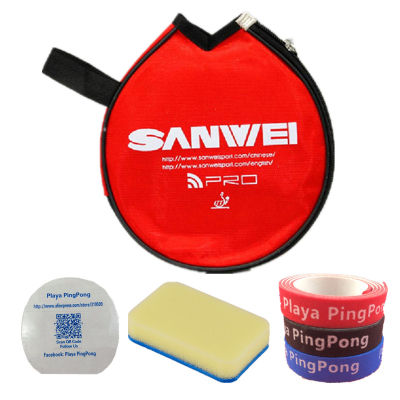 Sanwei Galaxy กระเป๋าปิงปองฟรีฟิล์มป้องกัน = เทปทำความสะอาดฟองน้ำปิงปองกรณีเทนนิสเดอเมซ่า