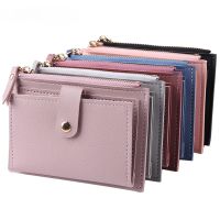 Dompet Ultra tipis baru untuk wanita dompet koin Fashion tekstur mewah warna polos dompet wanita lucu kulit PU tempat kartu gadis