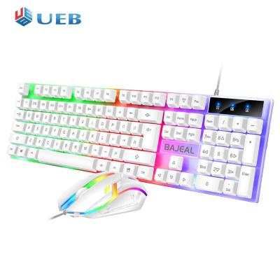 ชุดเมาส์ Keyboard Gaming RGB แบ็คไลท์ USB ชุดเมาส์คีย์บอร์ดแบบมีสายแป้นพิมพ์เรืองแสงสำหรับแล็ปท็อปเดสก์ท็อปเมาส์104คีย์บอร์ด
