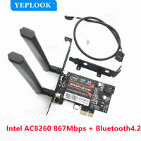 Intel AC8260 867Mbps PCI-E Wifi และการ์ดบลูทูธเดสก์ท็อปไร้สาย PCIe X1 WIFI WLAN Card อะแดปเตอร์ Wifi สำหรับ PC บลูทูธ4.2 Dual Band 2.4G/5G 802.11ac Intel AC8260การ์ด Wifi พร้อมอะแดปเตอร์และบลูทูธฟรีรวมสายเคเบิล