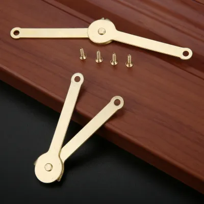 2Pcs 68*8mm Metal Lid Support Hinges Gold Color Decorative Rotatable Folding Lid Support Hinges For Wooden Box Suitcase Hardware