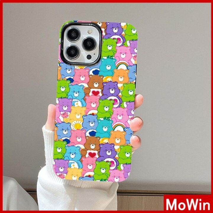 ganzha3965-mowin-เข้ากันได้สำหรับ-เคสไอโฟน-เคสไอโฟน11-เคส-iphone-11-สำหรับ-iphone-14-pro-max-เคส-iphone-สีดำเงา-tpu-เคสอ่อนกันกระแทกป้องกันกล้องน่ารักการ์ตูนหมีเข้ากันได้กับ-iphone-13-pro-max-12-pro-m