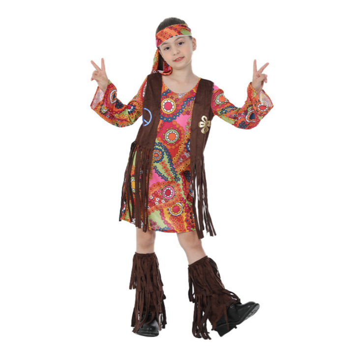 Kids Hippie Dress Halloween Groovy Shirt 60s 70s Peace Love Costumes ...