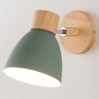 Green 1Pcs Wooden Nordic Wall Lamp With Switch Modern Wall Sconce For Bedroom Living Room Home Lighting Macaroon 6 Color Steering Head E27