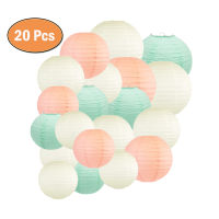 20 Pcs Ivory Mint Green Peach Paper Lantern 8";10";12";Japanese Round Paper Ball for Wedding Outdoor Garden Hanging Home Decoration