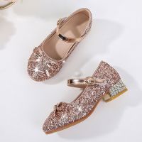 【hot】◐✁  Children Fashion Leather Shoes Low Heels Rhinestones