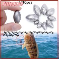 TIINSOO 5/10Pcs แยก น้ำหนักเพิ่มเติม Line Sinkers น้ำหนัก รูปมะกอก Sinker ตกปลาตะกั่วตก ขั้วต่อตะขอ