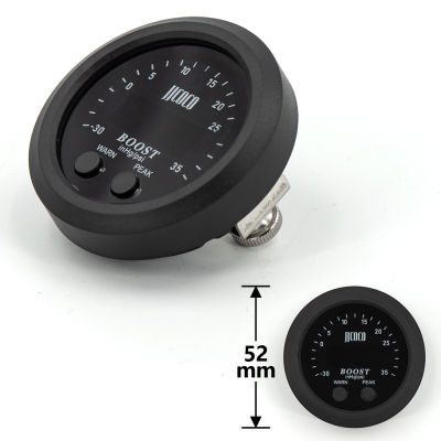 52มม. S-Series Boost Gauge รอบบางเฉียบพร้อมไฟ LED สีแดงแสดงผลเครื่องวัดสูญญากาศ Turbo Boost Meter-30psi ~ 35PSI