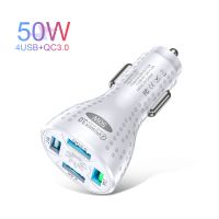 USLION 50W 4พอร์ตที่ชาร์จแบตในรถ USB QC 3.0ชาร์จเร็วพัดลมพกพาที่ชาร์จในรถยนต์สำหรับ iPhone 14 13 Pro Max Xiaomi 12 POCO M5 LCZ396ที่ชาร์จแบตในรถ S