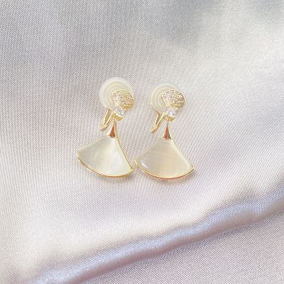 [COD] fan-shaped earrings temperament high-end mosquito coil ear clips without piercing female 2021