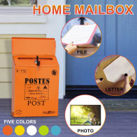 Vintage Wall Mount Mailbox Mail Retro Postal Letter Newspaper Box With Two Keys Waterproof Mailboxes Capacity Garden Decoration