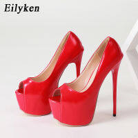 Eilken เซ็กซี่สีแดงแพลตฟอร์มปั๊มผู้หญิง Ultra High Stiletto รองเท้าส้นสูง17ซม. Peep Toe Party เจ้าสาวงานแต่งงานรองเท้าขนาด35-42