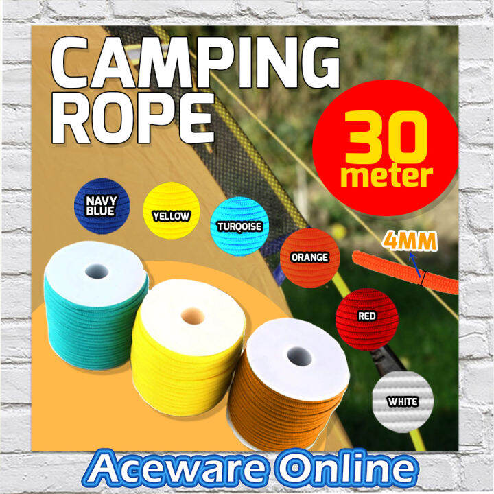 High Quality Tent Rope 30M variation color Nylon Rope Camping Rope 4mm