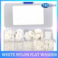 780PCS M2 M2.5 M3 M4 M5 M6 M8 M10 M12 White Hard Plastic Nylon Flat Washer Plain Gasket Insulation Seals O-Ring Assortment Kit