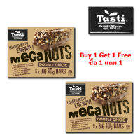 ( ซื้อ 1 แถม 1 / Buy 1 Get 1 Free ) Tasti Mega Nuts Double Choc 240g เทสตี้ เมกก้า นัทส์ ดับเบิ้ล ช็อก ถั่วลิสงอัดแท่งผสมช็อกโกแลต 240 กรัม นำเข้าจากนิวซีแลนด์