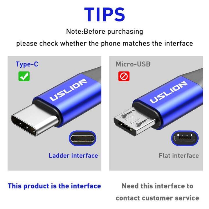 uslion-3a-usb-type-c-สายสำหรับข้อมูล-xiaomi-redmi-note-7-ที่ชาร์จโทรศัพท์มือถือชาร์จแบบเร็ว-s9สาย1m-2m-3m