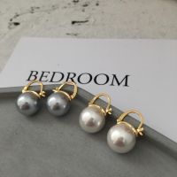 Pearl earrings womens 18k gold-plated earrings Baroque same European and American retro earrings 925 silver buckle earrings new fashion ✥☊♧