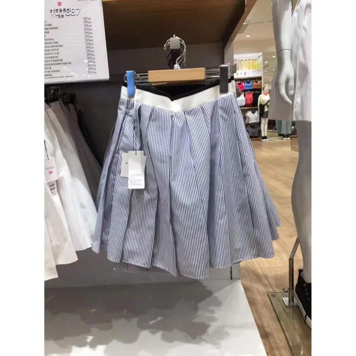 uniqlo-เสื้อผ้าผู้หญิง2023ห้องลองเสื้อใหม่สำหรับฤดูร้อน457703กระโปรงสั้นสไตล์มหาลัยกระโปรงสั้นอัดพลีท