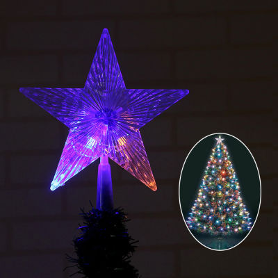 BOKALI 1PCS สีเปลี่ยนกระพริบ LED Star Light ที่ตกแต่งยอดต้นคริสมาสต์โคมไฟตกแต่ง