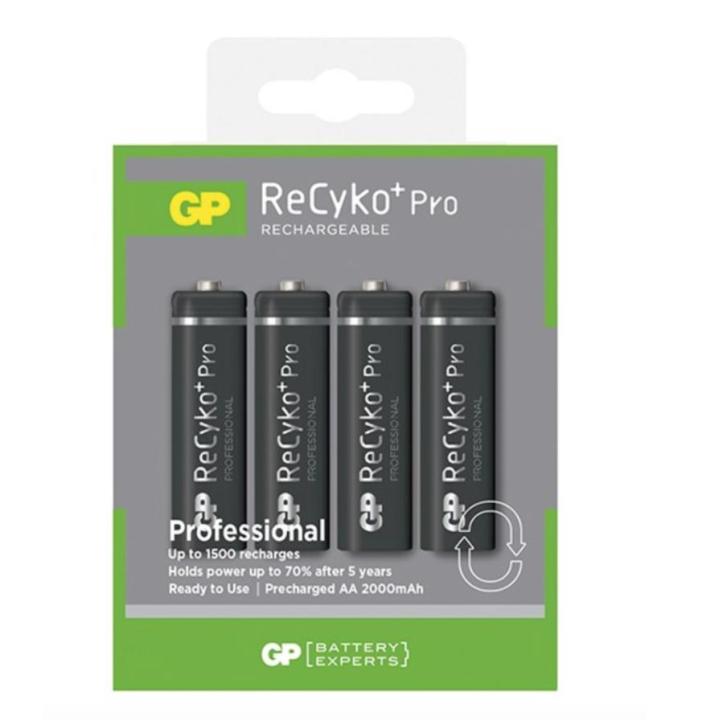 ถ่านชาร์จ-gp-recyko-pro-aa-4-ก้อน-2000-mah-ของแท้-ก้อนสีดำ