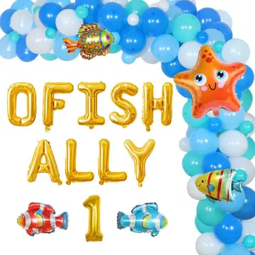 Fishing 1st Birthday Decorations, Our Little Man Is The Big One Backdrop  Gone Fishing Balloon Garland Arch Kit Retro for Boys O Fishally One First Birthday  Party Supplies 