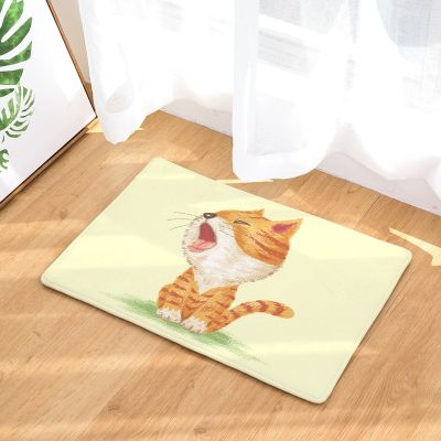 60*40cm Fashion Water-absorb Floor Bath Mat Cats Toilet Room Flannel Anti-slip Personalized Doormat