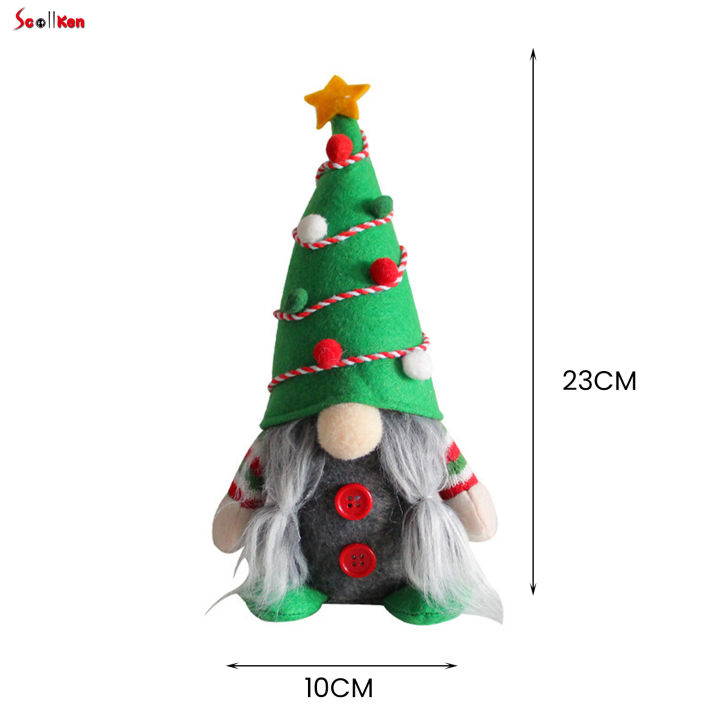 หมวกต้นคริสต์มาสน้ำหนักเบาตกแต่งด้วยตุ๊กตาโนมส์สำหรับตกแต่งโต๊ะบ้าน