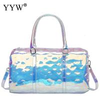 YYW Large Capacity Laser Handbag  Summer Clear Travel Totes Shoulder Bags PVC Top Handle Bags Fashion Big Torebka Damska