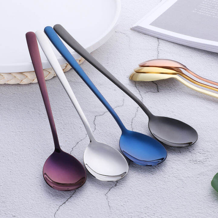 buyer-star-21cm-stainless-steel-dinner-spoon-6-piece-colorful-rainbow-long-handle-ice-cream-dessert-tea-coffee-spoon-flatware