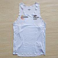 White Stripes Man Seamless Marathon Fast Running Sport Vest Athlete Track Field Singlet Top ปรับแต่งได้