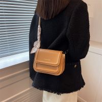 French Vintage Small Bag Female Korean Version Fashion Mini Shoulder Simple Solid Color Messenger Texture Silk Scarf Embellishment Square Commuter Side Backpack 【AUG】